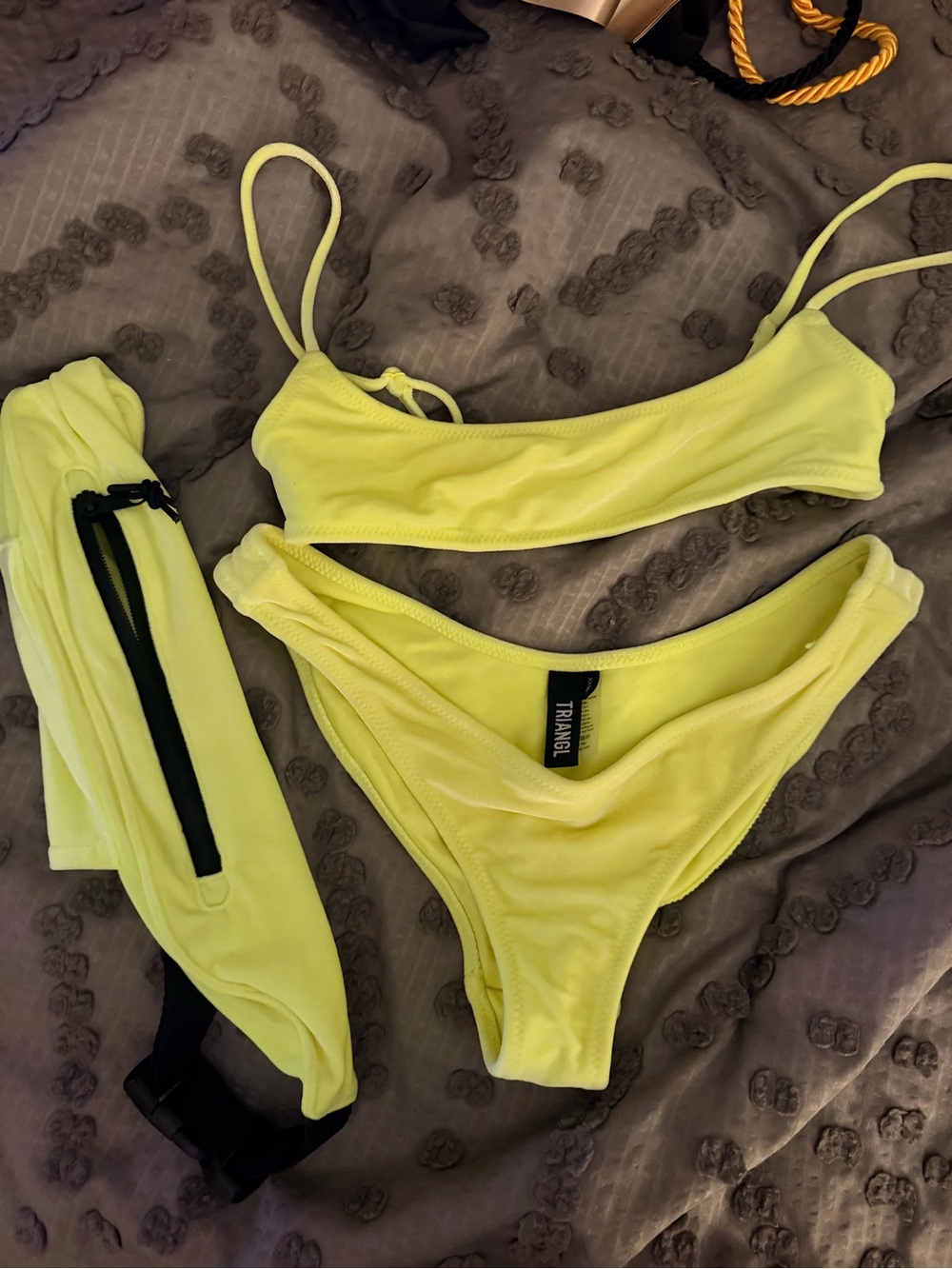 Triangl Swimwear Neon Lime Bikini with Matching Fanny Pack